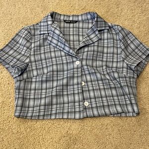 SHEIN Button down cropped short sleeve